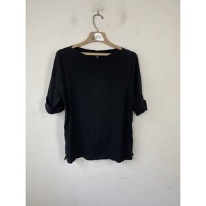 LRL Ralph Lauren Womens Shirt 2X Plus Black Minimal Basic Base Layer Tee Capsule